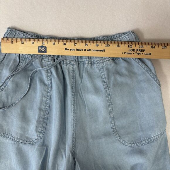 URBAN DAIZY High Rise Blue Tencel Jogger Pants with Cargo Pockets - Picture 6 of 12